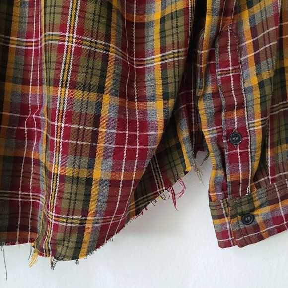 The Kooples Size Large Long Sleeve Destroyed Plaid Button Up Shirt - Picture 11 of 15